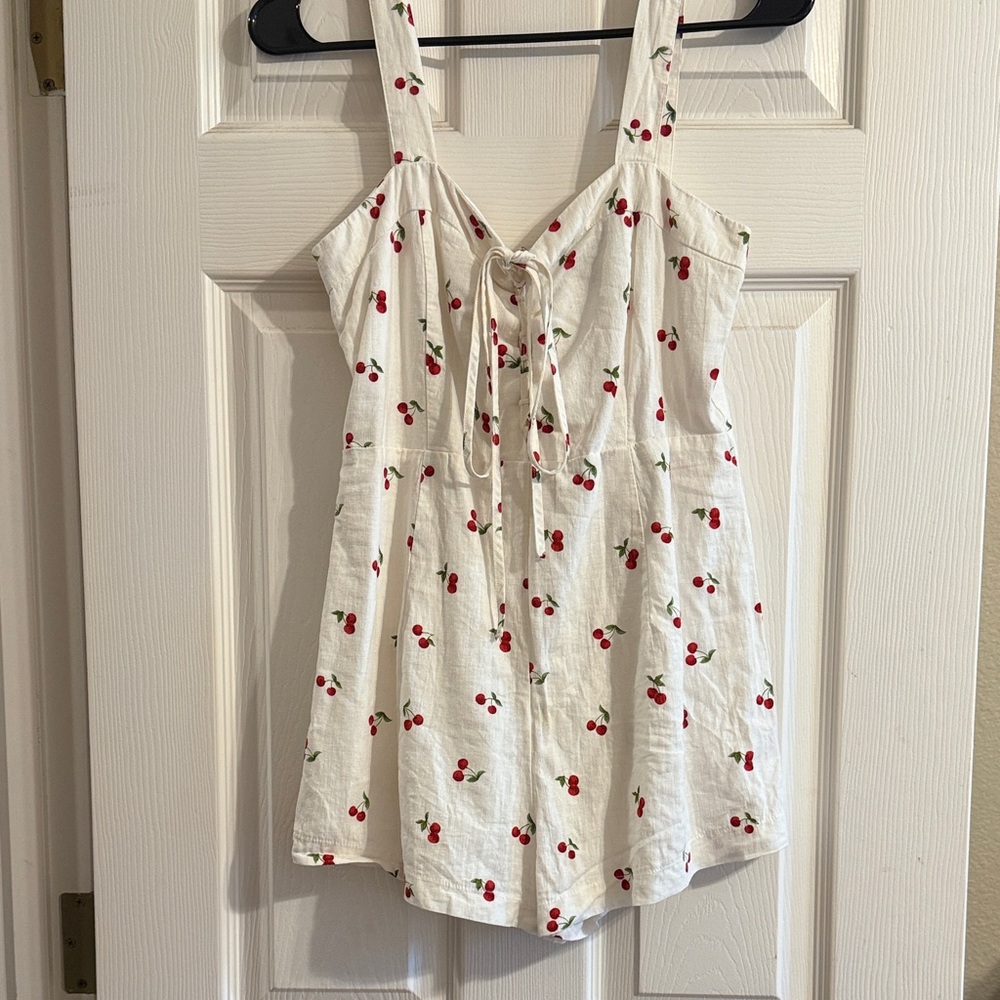 Forever 21 White Romper with Cherry Print
